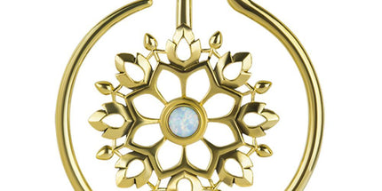 Ornate Brass Opal Ear Weight Hanger