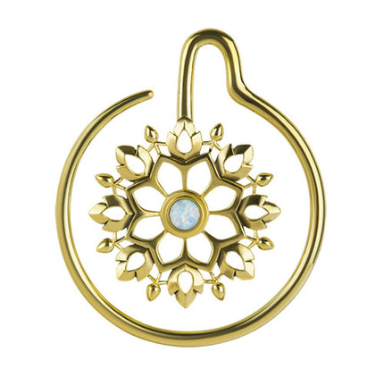 Ornate Brass Opal Ear Weight Hanger