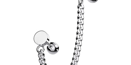 Steel Jewelled Barbell with Chain Linked Symbol