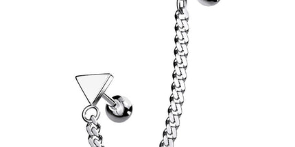 Steel Jewelled Barbell with Chain Linked Symbol