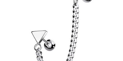Steel Jewelled Barbell with Chain Linked Symbol