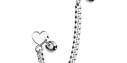 Steel Jewelled Barbell with Chain Linked Symbol