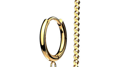 Steel Jewelled Barbell with Chain Linked Hoop