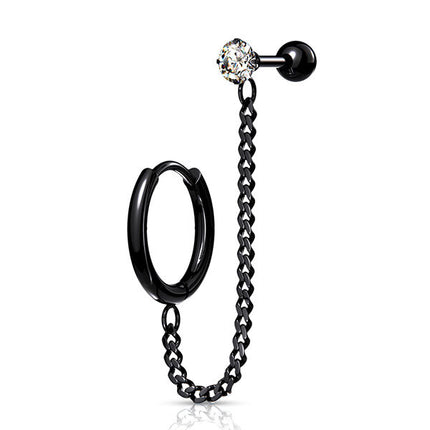 Steel Jewelled Barbell with Chain Linked Hoop