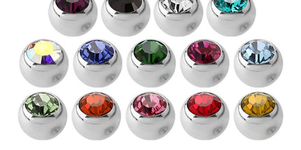 Steel Basicline Faceted Jewelled Clip in Ball
