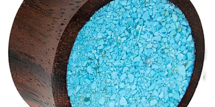 Sono Wood Plug with Crushed Synthetic Turquoise Inlay