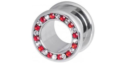 Steel Basicline Clear & Red Channel Set Jewelled Tunnel