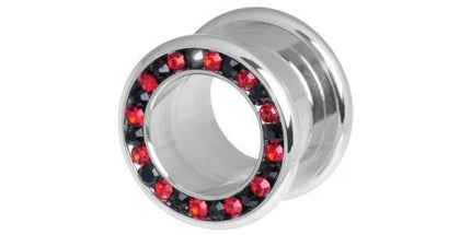 Steel Basicline Red & Black Channel Set Jewelled Tunnel