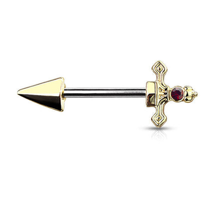 Steel Jewelled Dagger Nipple Barbell