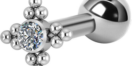 Titanium Internally Threaded Micro Barbell Jewelled Cluster Star in Silver and Gold
