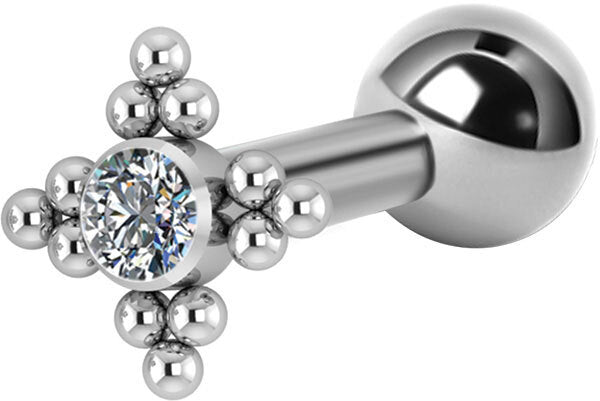 Titanium Internally Threaded Micro Barbell Jewelled Cluster Star in Silver and Gold
