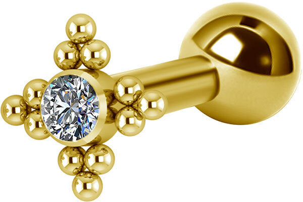 Titanium Internally Threaded Micro Barbell Jewelled Cluster Star in Silver and Gold