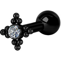 Titanium Internally Threaded Micro Barbell Jewelled Cluster Star in Silver and Gold