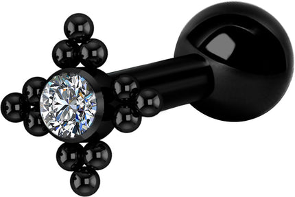 Titanium Internally Threaded Micro Barbell Jewelled Cluster Star in Silver and Gold