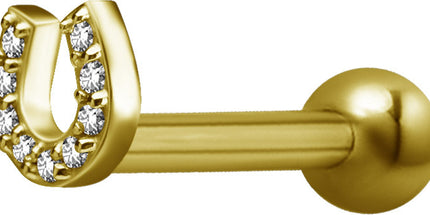 Bright Gold Internally Threaded Jewelled Horseshoe Micro Barbell