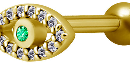 Bright Gold Internally Threaded Jewelled Eye Micro Barbell