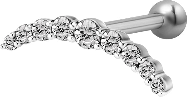 Surgical Steel Internally Threaded Jewelled Curve Micro Barbell