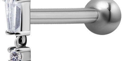 Surgical Steel Internally Threaded Jewelled Baguette Charm Micro Barbell