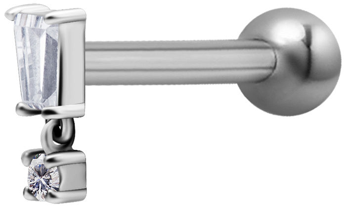 Surgical Steel Internally Threaded Jewelled Baguette Charm Micro Barbell