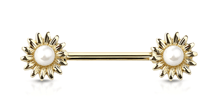 Pearl Sunflower Gold Plated Decorative Fashion Nipple Barbell