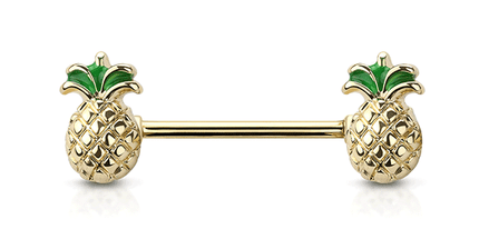 Pineapple Gold Plated Decorative Fashion Nipple Barbell