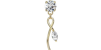 Flower Jewelled Vine Dangle Plated Fashion Navel In Silver or Gold