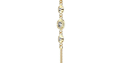 Jewelled Disc Chain Dangle Plated Fashion Navel - in Silver or Gold plate