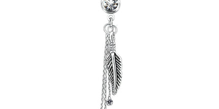 Feather and Jewelled Chain Dangle Plated Fashion Navel