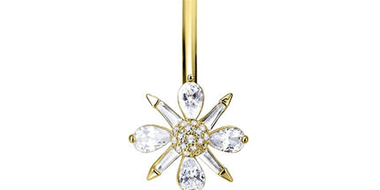 Star Burst Cluster Jewelled Plated Fashion Navel in Silver or Gold
