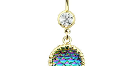 Mermaid Rainbow Scale Dangle Gold Plated Fashion Navel