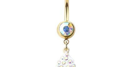 Ice Cream Jewelled Dangle Gold Plated Fashion Navel