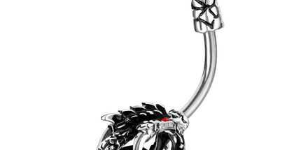 Jewelled Dragon Claw with Black Stone Ball Plated Fashion Navel