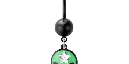 Alien Star Enamel Dangle Black Plated Fashion Navel