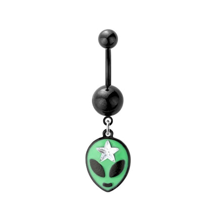 Alien Star Enamel Dangle Black Plated Fashion Navel