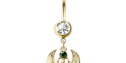 Scarab Beetle Jewelled Dangle Gold Plated Fashion Navel