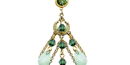 Green Beaded Chandelier Chain Dangle Gold Plated Fashion Navel