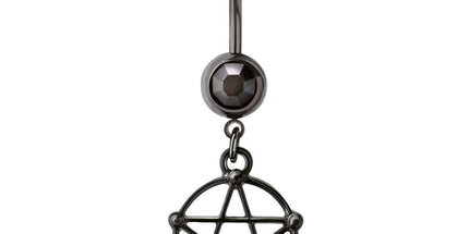 Jewelled Pentacle Dangle Black Plated Fashion Navel