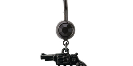Pistol Dangle Black Plated Fashion Navel