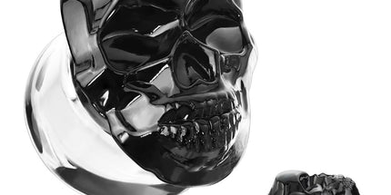 Skull Front Pyrex Glass Double Flare Plug