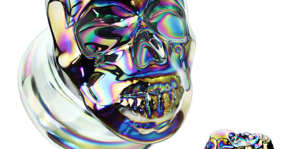 Skull Front Pyrex Glass Double Flare Plug