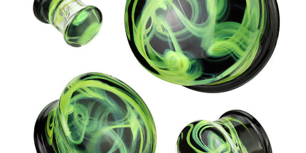 Yellow Swirl Smoke Pyrex Glass Double Flare Plug