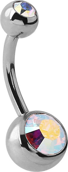Steel Basicline Double Jewelled Navel Bananabells