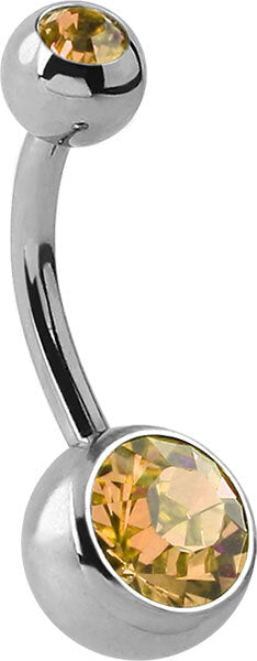 Steel Basicline Double Jewelled Navel Bananabells