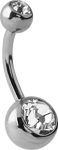 Steel Basicline Double Jewelled Navel Bananabells