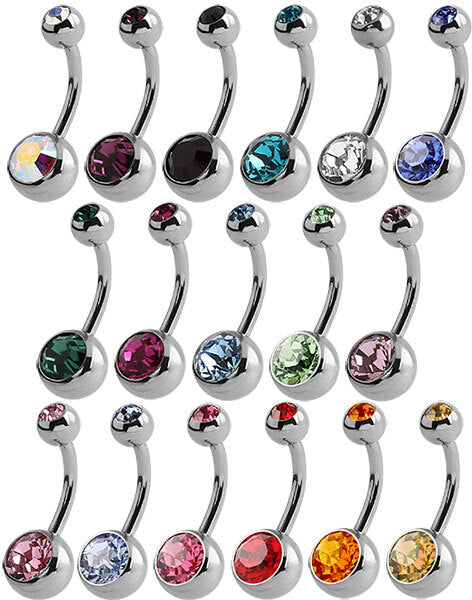 Steel Basicline Double Jewelled Navel Bananabells