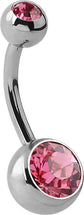 Steel Basicline Double Jewelled Navel Bananabells