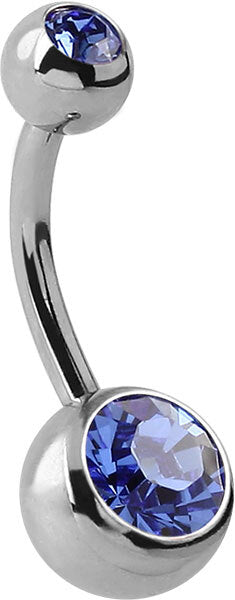 Steel Basicline Double Jewelled Navel Bananabells