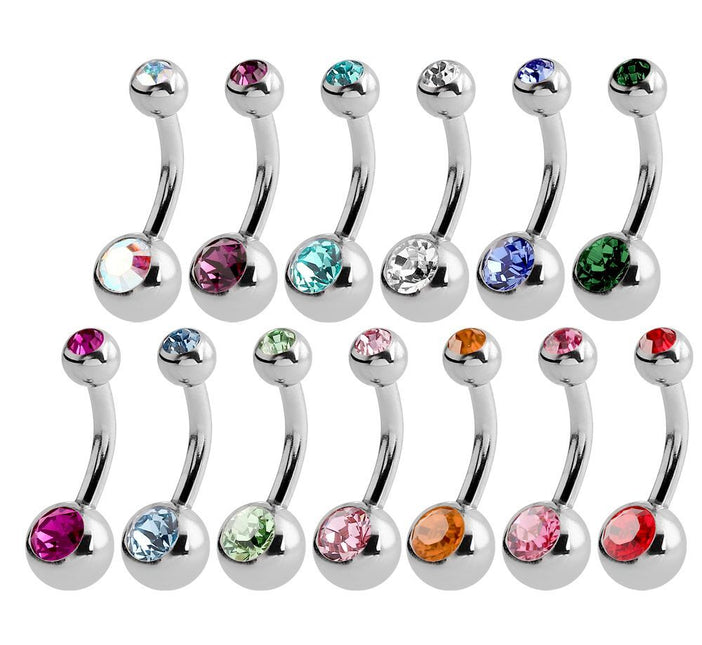 Steel Basicline Double Mini Jewelled Navel Bananabells