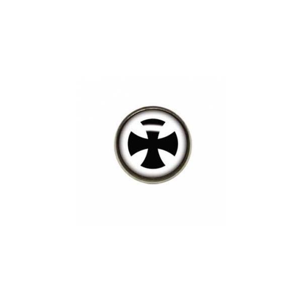Titanium Highline Black Cross on White Ikon Disc for Dermal Anchors