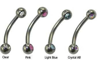 Eyebrow Bars Double Jewelled Forward Facing Gems